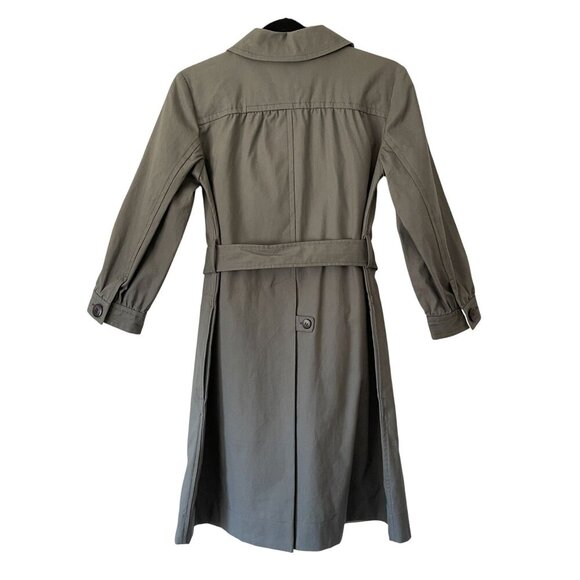 Orla Kiely Size XS Grey Trench Mid Length Coat Belted Button Closure - Picture 2 of 10